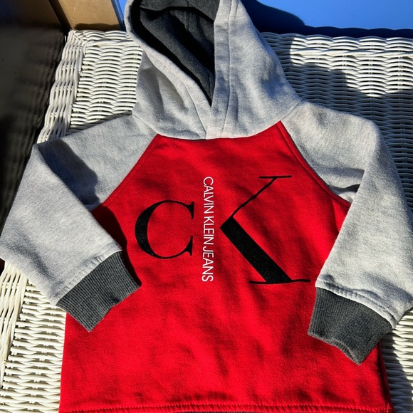 2/$10 Calvin Klein Sweater for Toddlers 2t red black grey CK hoodie - Picture 2 of 4